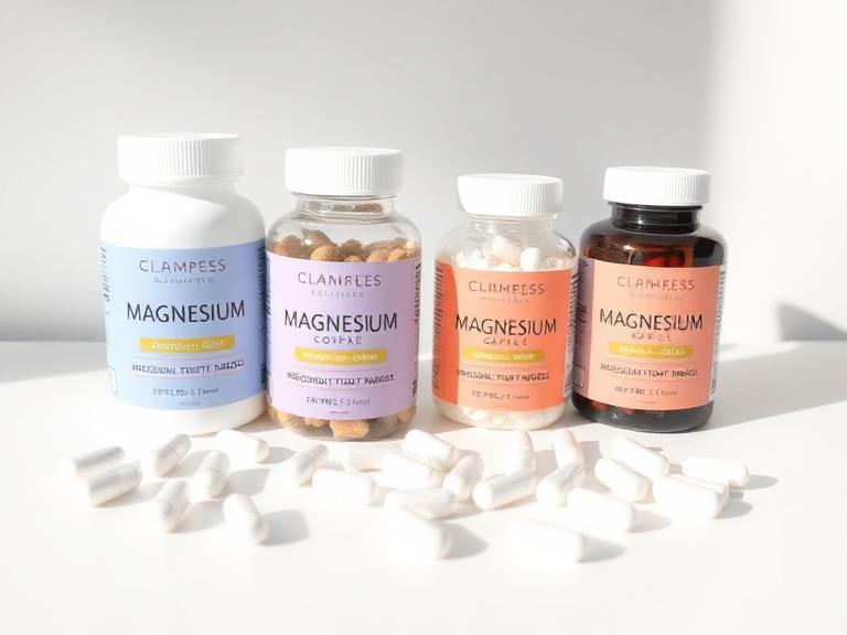 Magnesium and mineral supplement bottles with capsules